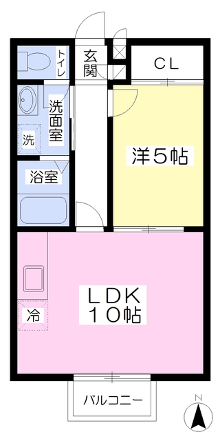 仙台市青葉区小松島のアパートの間取り