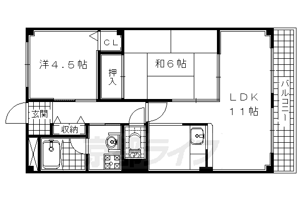 宇治市槇島町のマンションの間取り