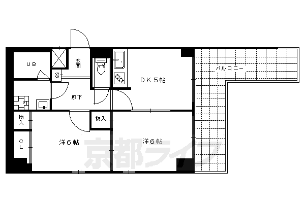 【京都市左京区岡崎西天王町のマンションの間取り】