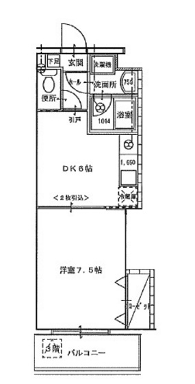 岡山市北区奥田本町のマンションの間取り