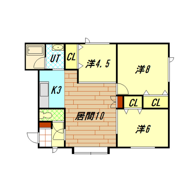 旭川市豊岡四条のアパートの間取り