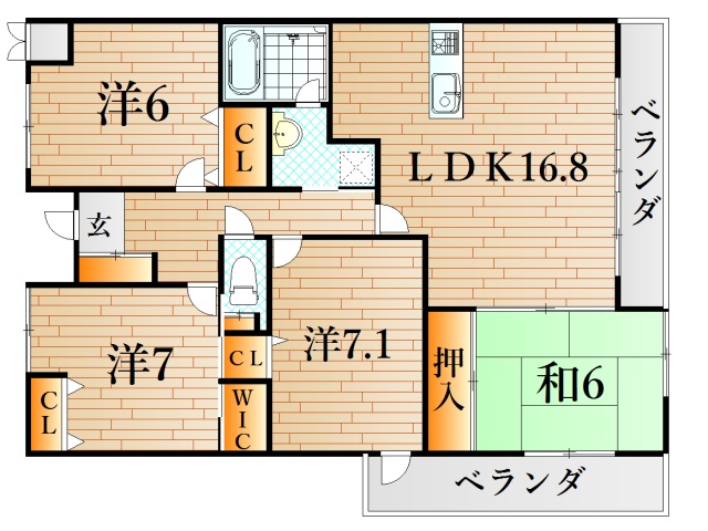 下関市竹崎町のマンションの間取り