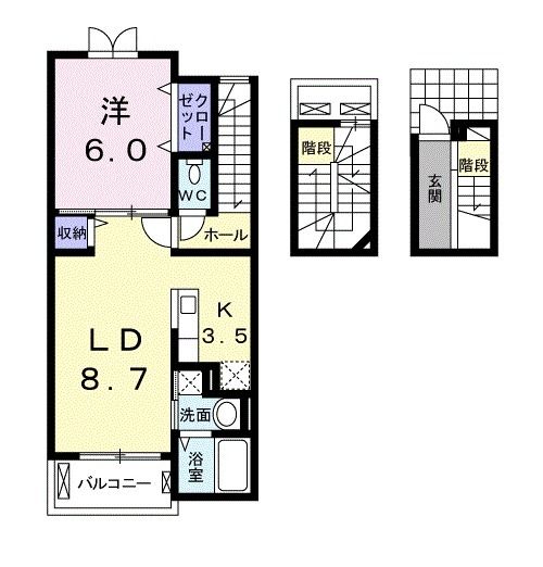 北九州市八幡西区三ケ森のアパートの間取り