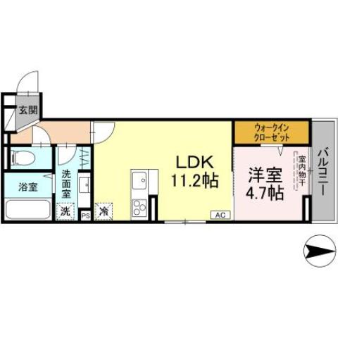 福山市神辺町大字川北のアパートの間取り