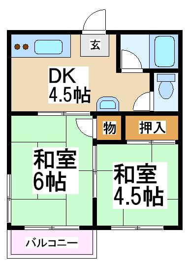 【世田谷区給田のアパートの間取り】