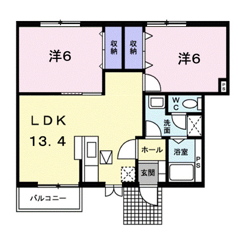 福山市加茂町のアパートの間取り