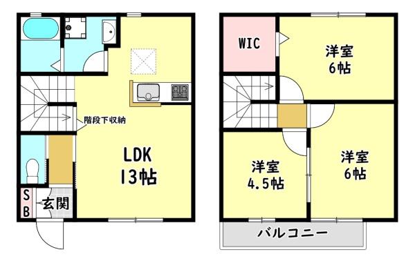 寝屋川市打上元町のアパートの間取り