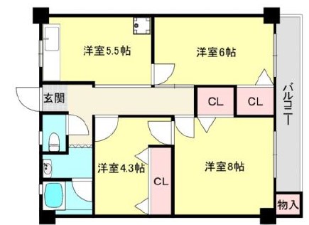 西宮市深津町のマンションの間取り