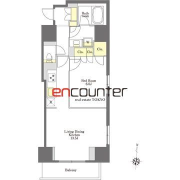 新宿区市谷山伏町のマンションの間取り