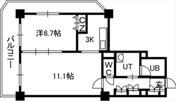 札幌市中央区南九条西のマンションの間取り