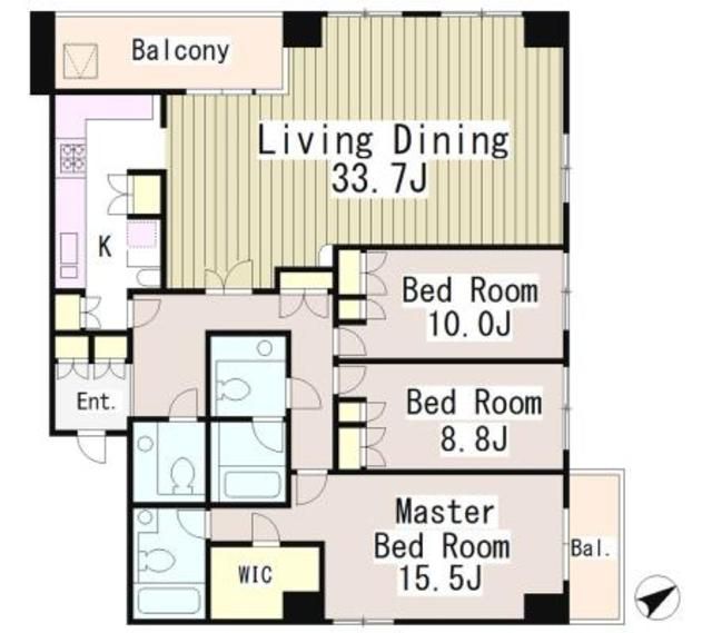 港区麻布台のマンションの間取り