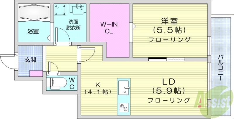 多賀城市高橋のアパートの間取り