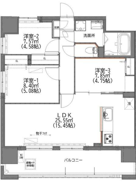 日野市新町のマンションの間取り