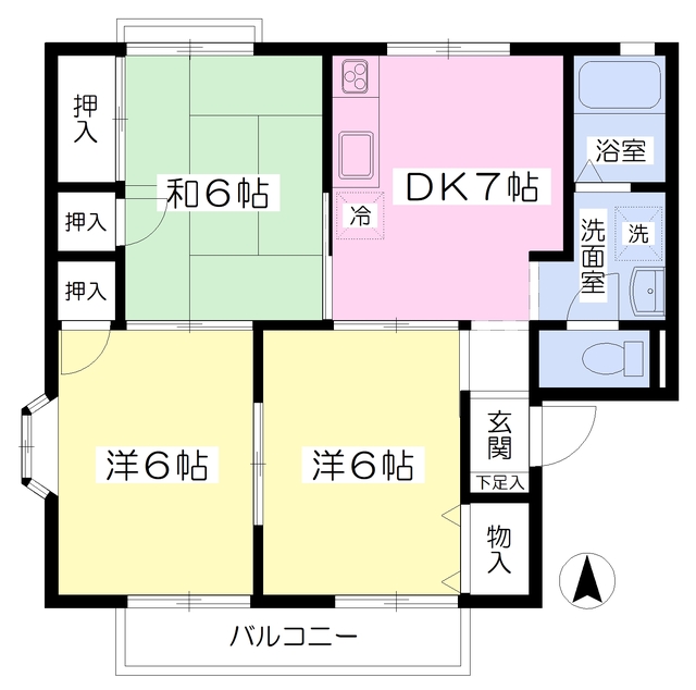 仙台市青葉区南吉成のアパートの間取り