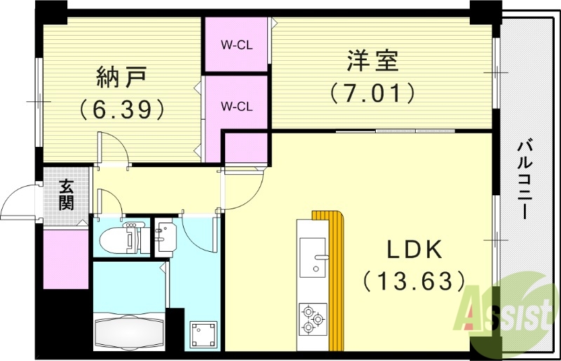 西宮市上甲子園のマンションの間取り