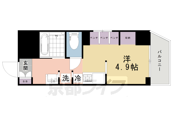 京都市上京区元北小路町のマンションの間取り