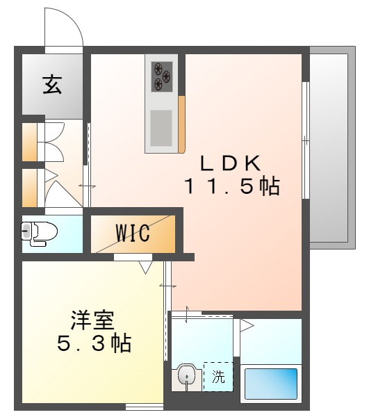 岡山市中区江崎のアパートの間取り