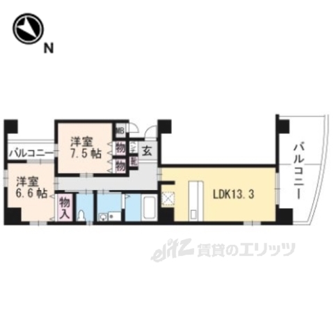 大津市御幸町のマンションの間取り