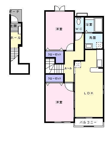 直方市大字感田のアパートの間取り