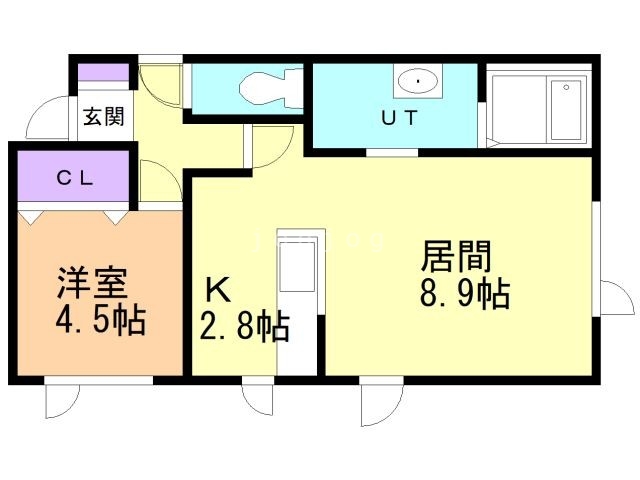 釧路市大楽毛のアパートの間取り