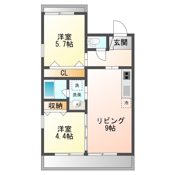 東広島市西条町西条東のマンションの間取り