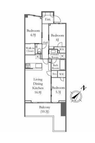 新宿区南元町のマンションの間取り