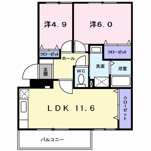 徳島市名東町のマンションの間取り