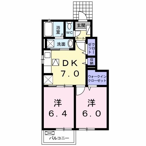 宇部市東芝中町のアパートの間取り