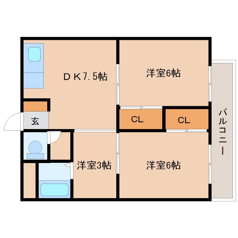 尼崎市瓦宮のマンションの間取り