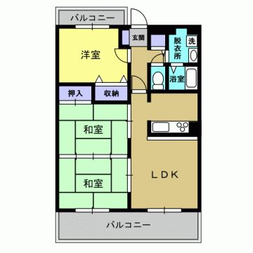 熊本市東区東野のマンションの間取り