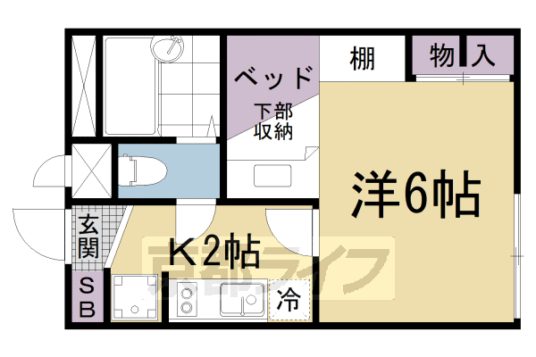 大津市唐橋町のアパートの間取り