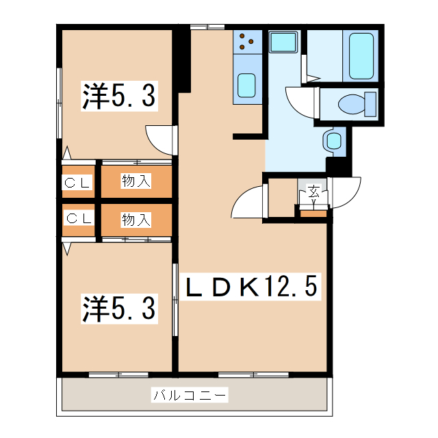 郡山市日和田町のマンションの間取り