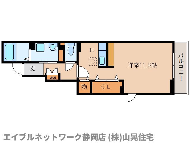 静岡市葵区竜南のアパートの間取り