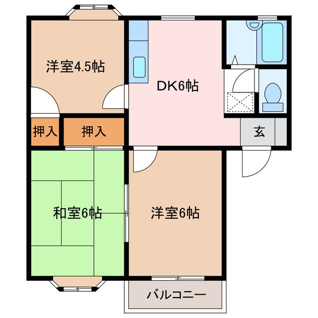 松本市高宮南のアパートの間取り