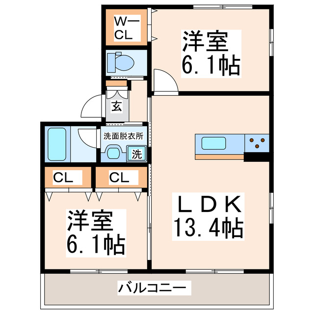熊本県熊本市中央区出水５（マンション）の賃貸物件の間取り