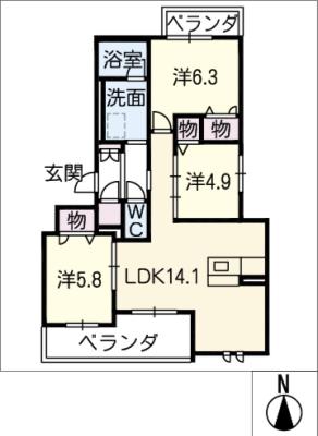 リオリエント各務原南の間取り