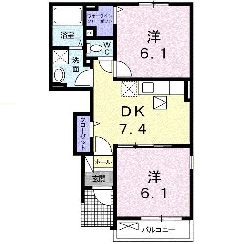 倉敷市玉島黒崎新町のアパートの間取り