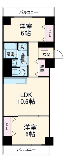 京都市中京区西ノ京南円町のマンションの間取り