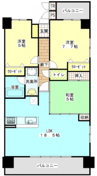 浜松市中央区中央のマンションの間取り