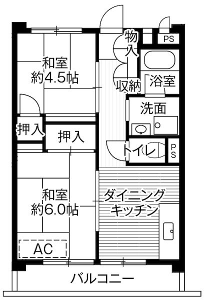 ビレッジハウス柳崎タワー1号棟の間取り