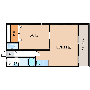 長岡京市長岡のマンションの間取り