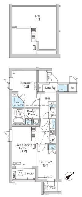 大田区北千束のマンションの間取り