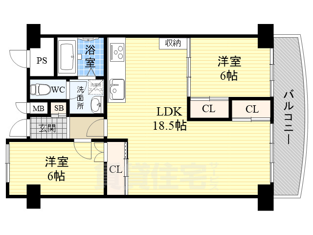 茨木市美沢町のマンションの間取り