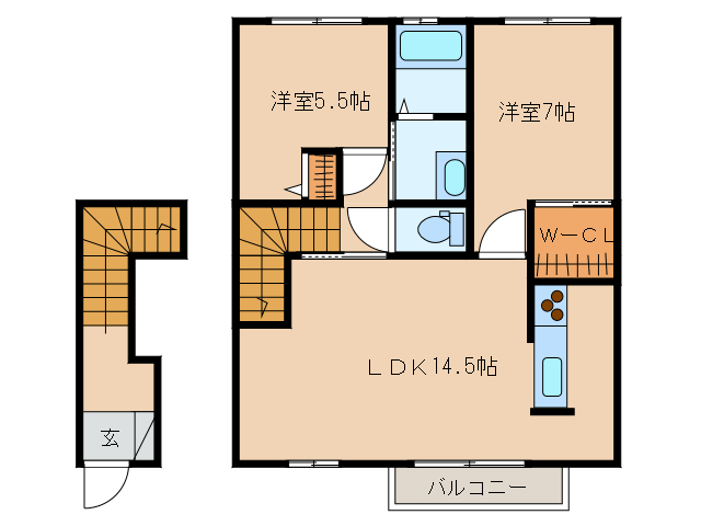 岩国市通津のアパートの間取り