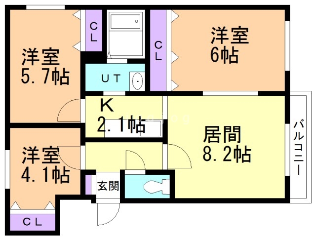 札幌市中央区南二十九条西のマンションの間取り