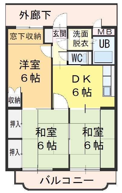 小松島市中田町のマンションの間取り