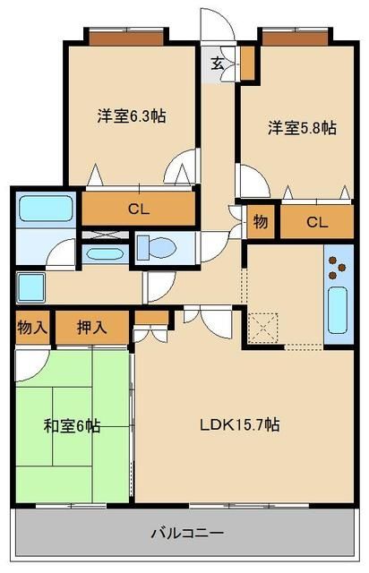 さいたま市北区日進町のマンションの間取り