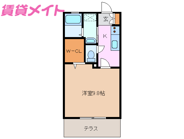 【津市桜橋のアパートの間取り】