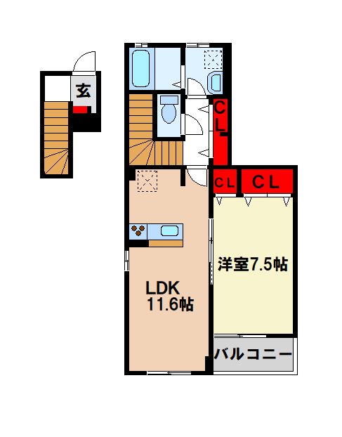 小郡市小郡のアパートの間取り