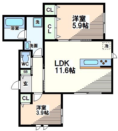 【小金井市貫井南町のアパートの間取り】